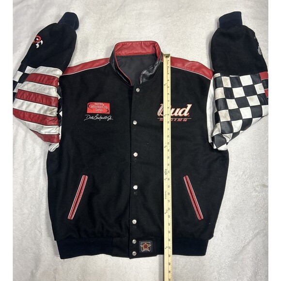 Vtg Dale Earnhardt Jr Bud Racing Reversible Leather Jacket Size XL Jeff Hamilton - Picture 8 of 13